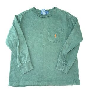 POLO RALPH LAUREN Boys 6 Hunter Green Long Sleeve Pocket Tshirt TT16